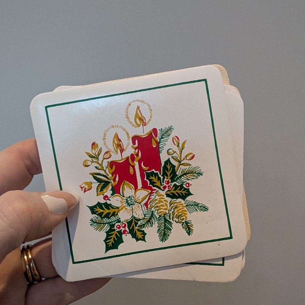 Festive Candle Coasters Vintage Christmas